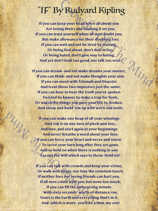 “IF” – Rudyard Kipling (Portrait - V1) Art > Digital Art > Cobwebs Of The Mind > Abstract > Digital Compositions