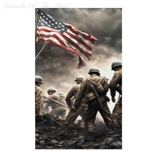 Iwo Jima Flag Cobwebs Of The Mind flag Printful DA war World War II Art > Digital Art > Cobwebs Of The Mind > Abstract > Digital Compositions Default Title