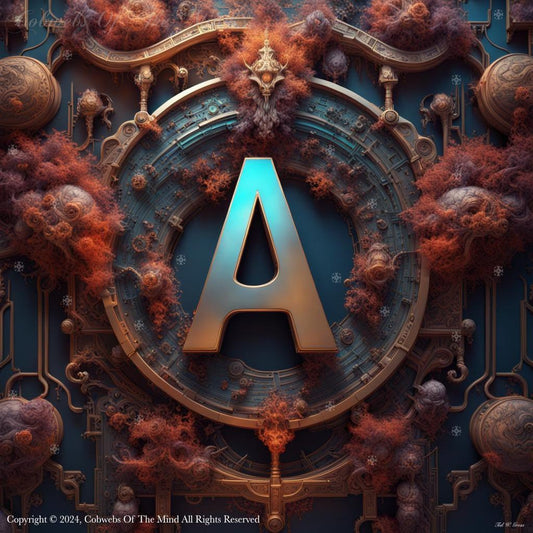 Letter A: English Alphabet – Set 1 Alphabet color English fantasy Oval phantasmagoric surreal vibrant Art > Digital Art > Cobwebs Of The Mind > Abstract > Digital Compositions