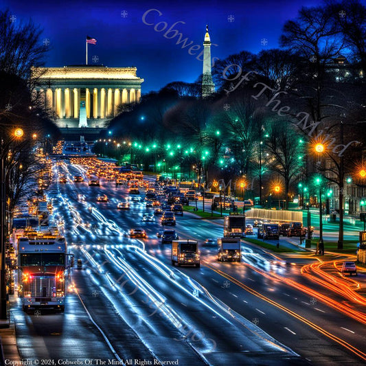 Light Trails in Washington DC - Stock Photo Stock Photo->1:1