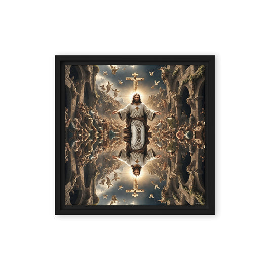 Mirrored Fervent Assembly - Framed Canvas Printed Digital Art