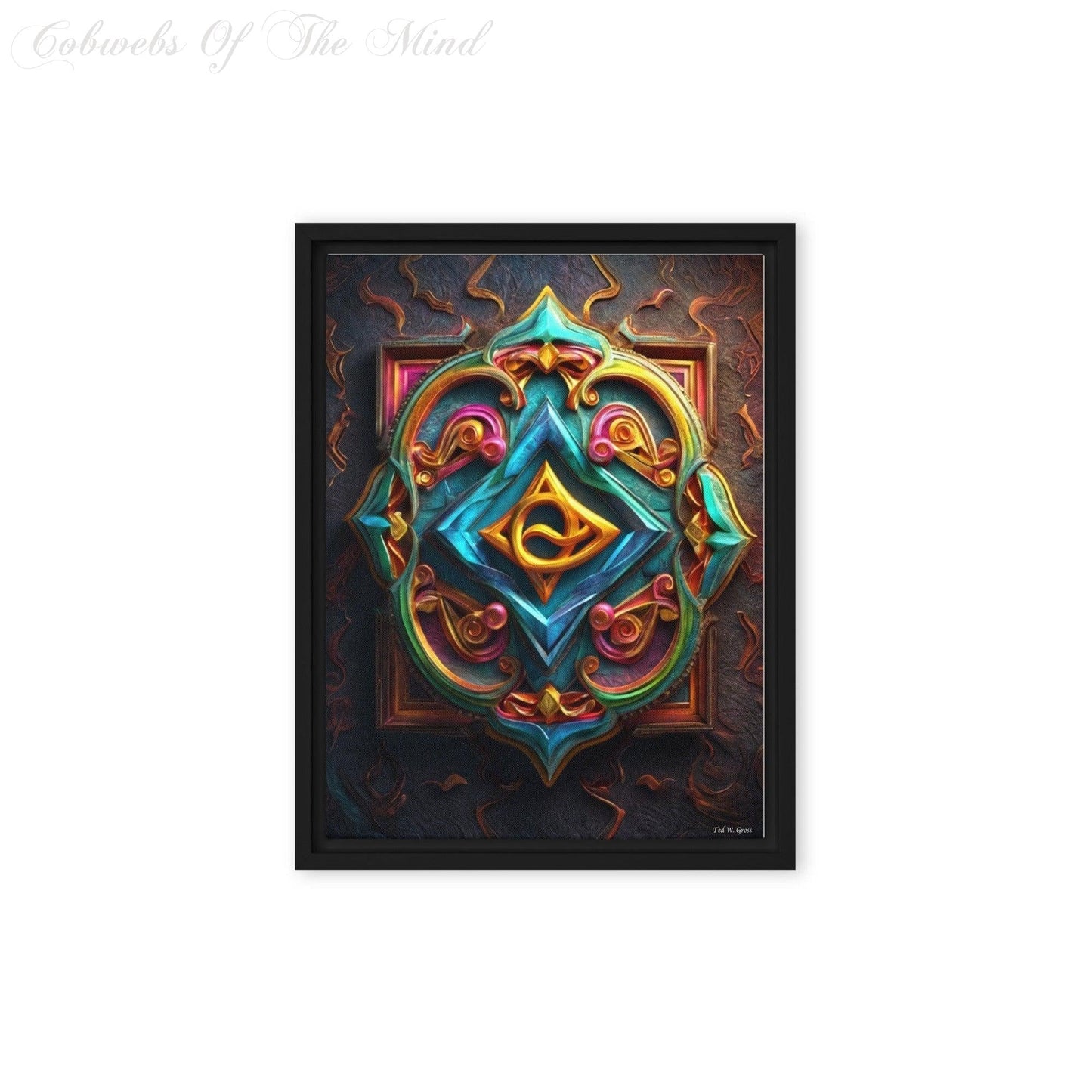 Mystical Runes: Prismatic Prophecy - Framed Canvas Poster Art > Digital Art > Cobwebs Of The Mind > Abstract > Digital Compositions