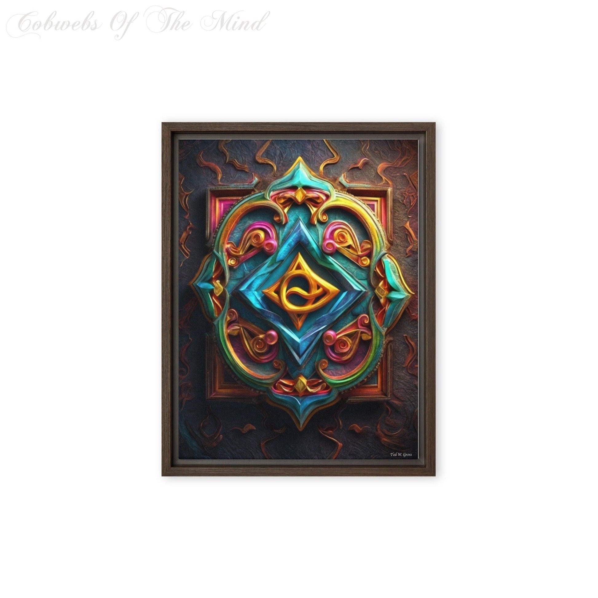 Mystical Runes: Prismatic Prophecy - Framed Canvas Poster Art > Digital Art > Cobwebs Of The Mind > Abstract > Digital Compositions