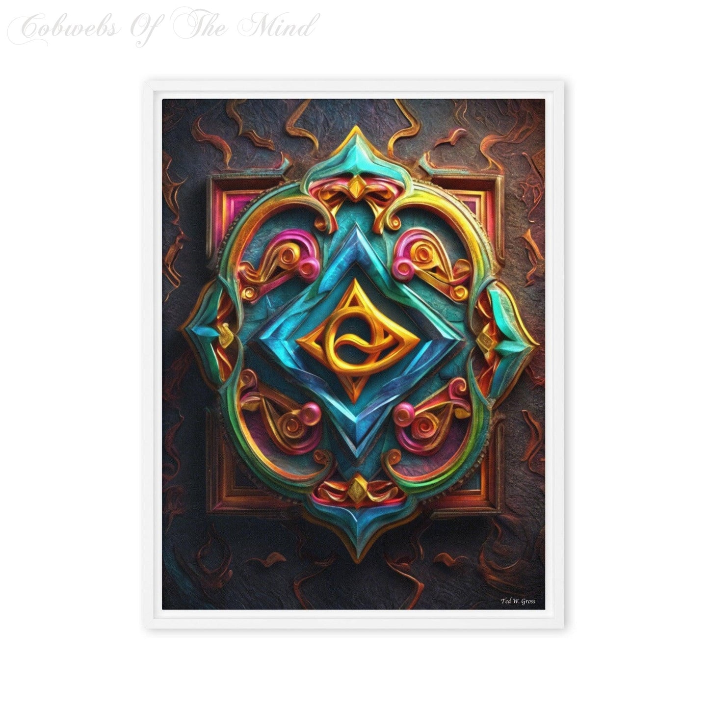 Mystical Runes: Prismatic Prophecy - Framed Canvas Poster Art > Digital Art > Cobwebs Of The Mind > Abstract > Digital Compositions