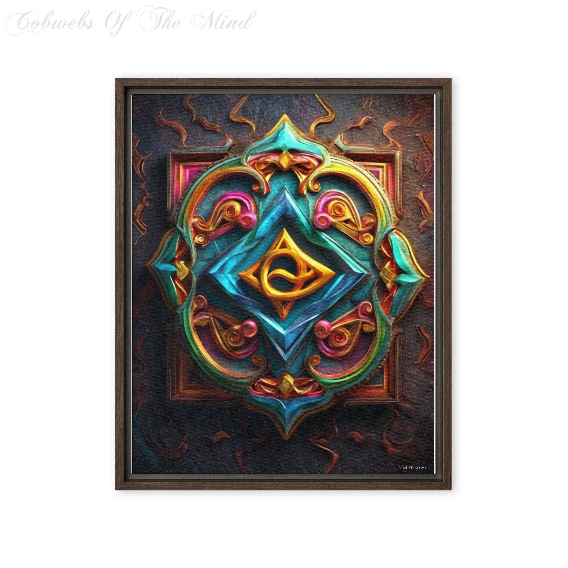 Mystical Runes: Prismatic Prophecy - Framed Canvas Poster Art > Digital Art > Cobwebs Of The Mind > Abstract > Digital Compositions