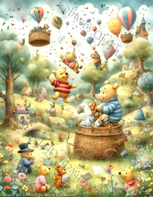 Pooh’s Hot Air Balloon Adventure - Digital Art Art > Digital Art > Cobwebs Of The Mind > Abstract > Digital Compositions