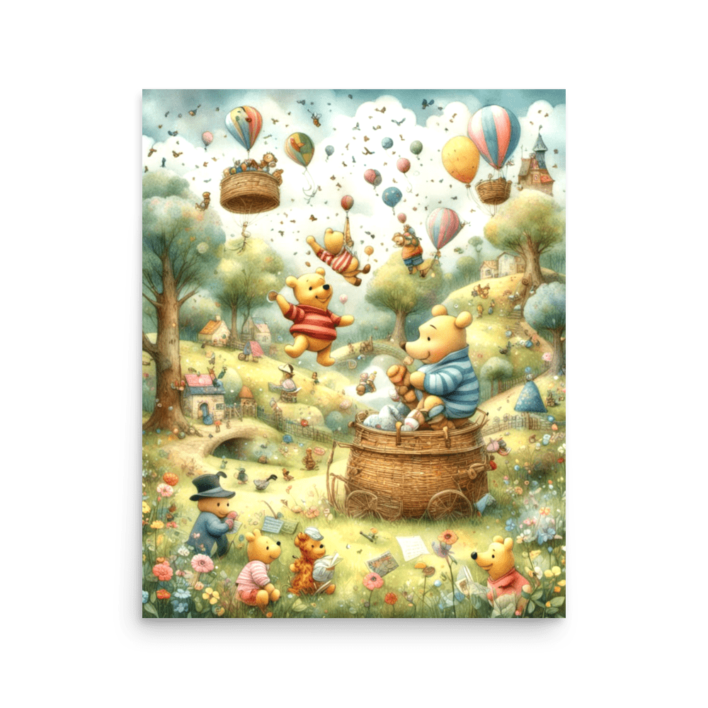 Pooh's Hot Air Balloon Adventure - Enhanced Matte Poster Home & Garden > Decor > Artwork > Posters, Prints, & Visual Artwork