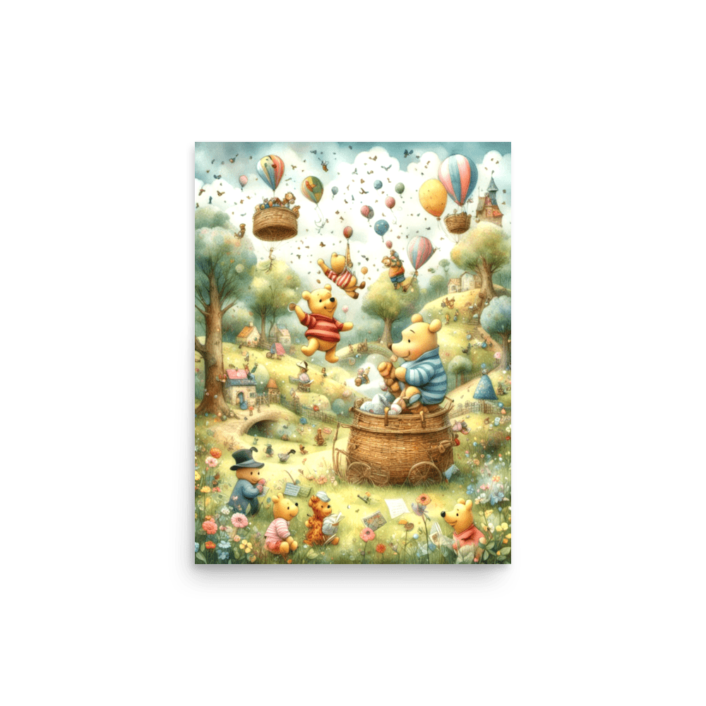 Pooh's Hot Air Balloon Adventure - Enhanced Matte Poster Home & Garden > Decor > Artwork > Posters, Prints, & Visual Artwork