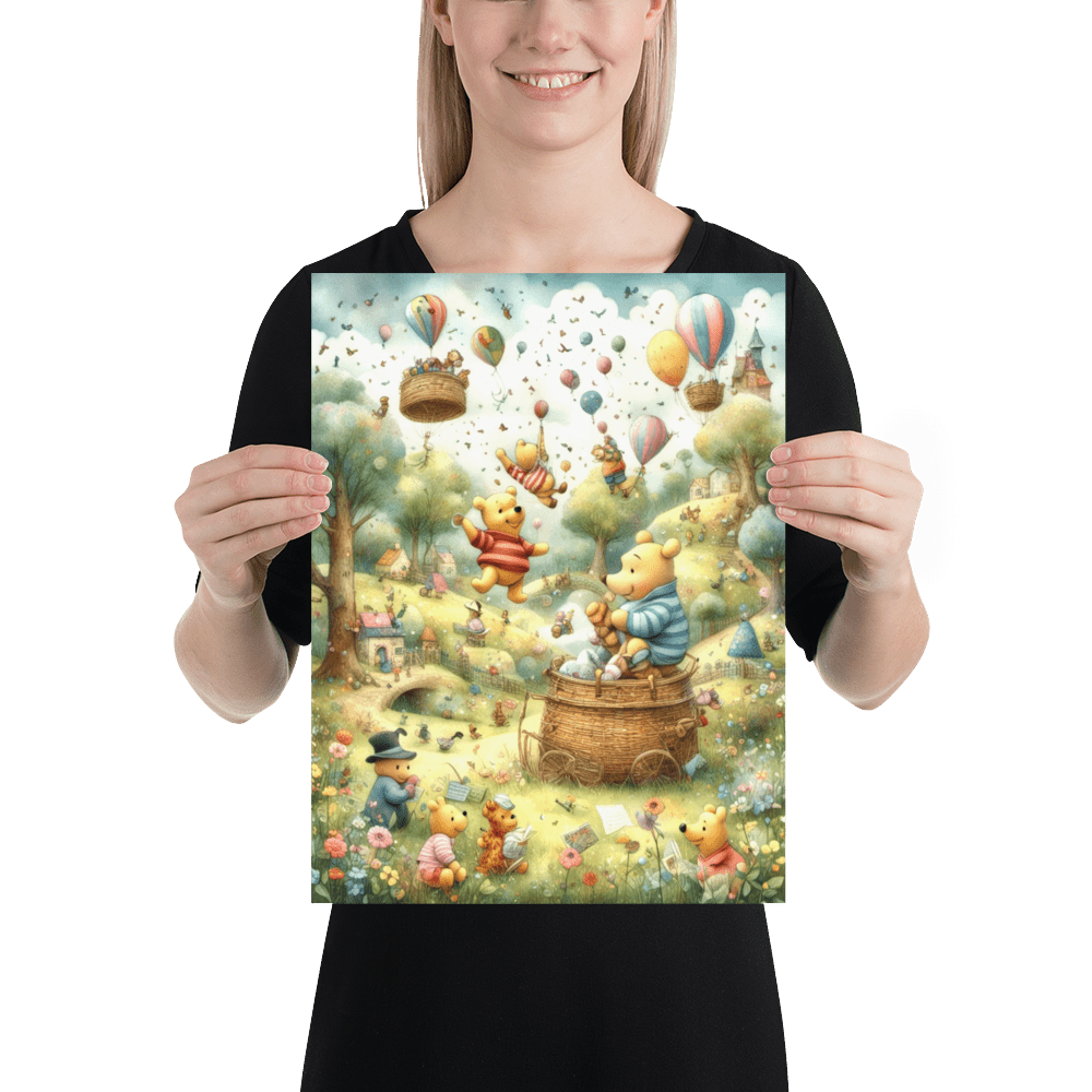 Pooh's Hot Air Balloon Adventure - Enhanced Matte Poster Home & Garden > Decor > Artwork > Posters, Prints, & Visual Artwork