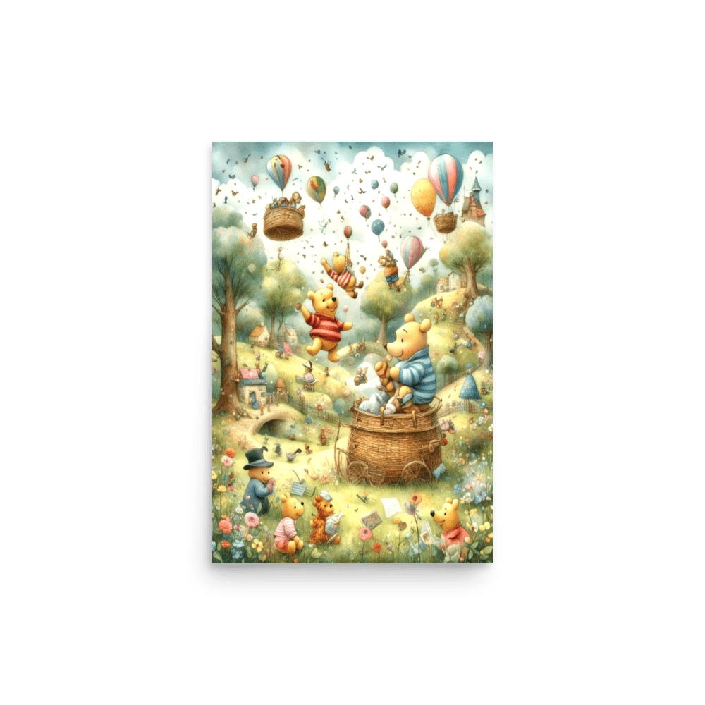 Pooh's Hot Air Balloon Adventure - Enhanced Matte Poster Home & Garden > Decor > Artwork > Posters, Prints, & Visual Artwork