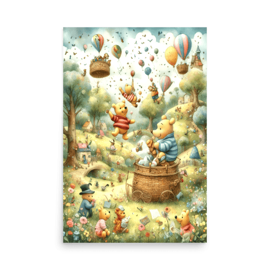 Pooh's Hot Air Balloon Adventure - Enhanced Matte Poster Home & Garden > Decor > Artwork > Posters, Prints, & Visual Artwork