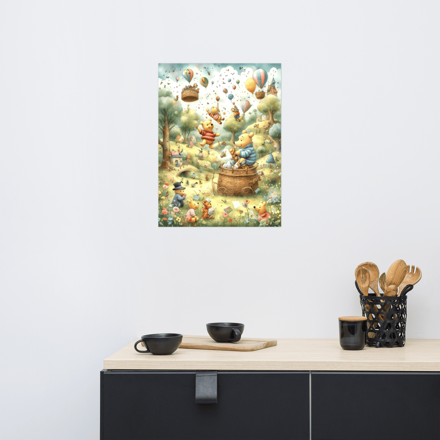 Pooh's Hot Air Balloon Adventure - Enhanced Matte Poster Home & Garden > Decor > Artwork > Posters, Prints, & Visual Artwork