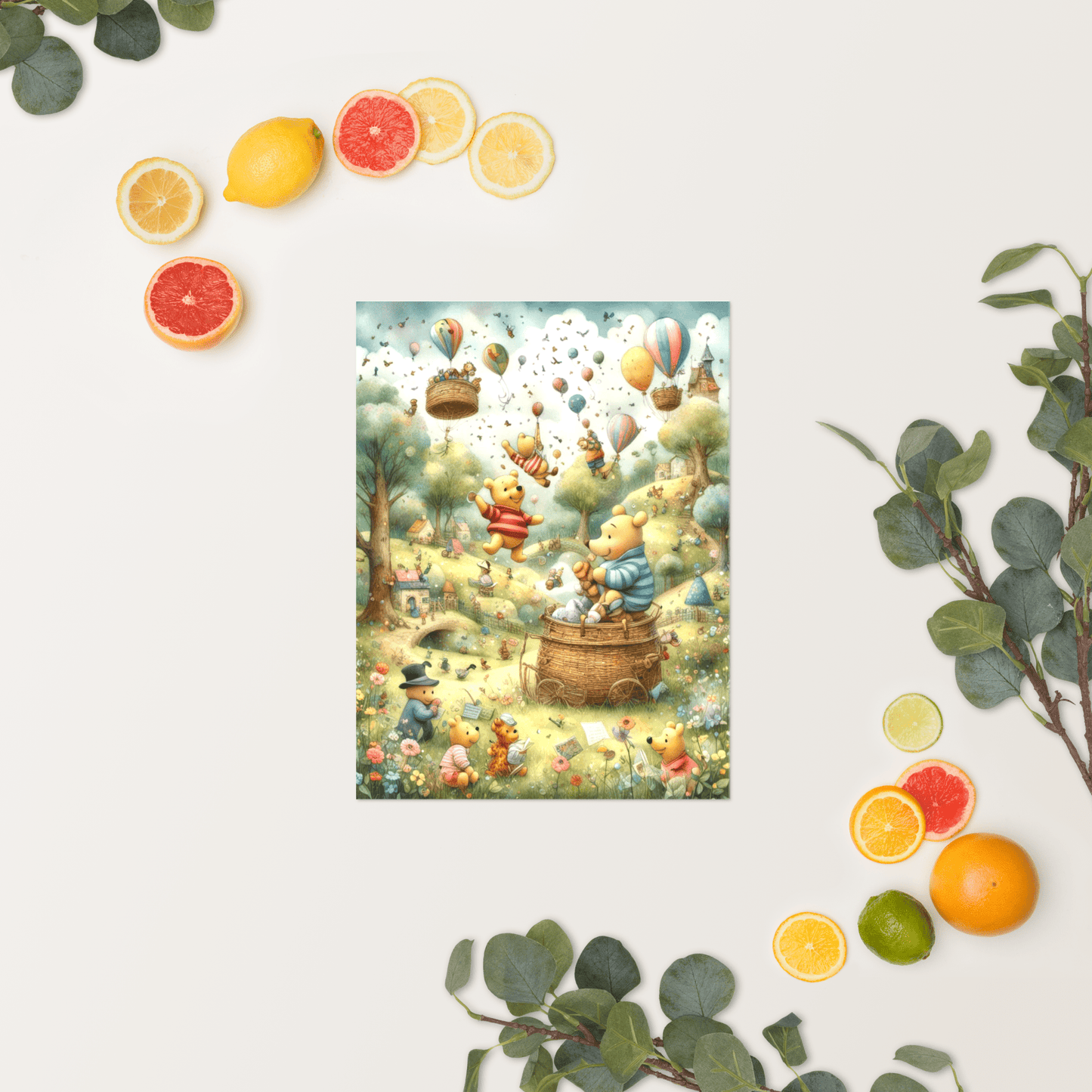 Pooh's Hot Air Balloon Adventure - Enhanced Matte Poster Home & Garden > Decor > Artwork > Posters, Prints, & Visual Artwork