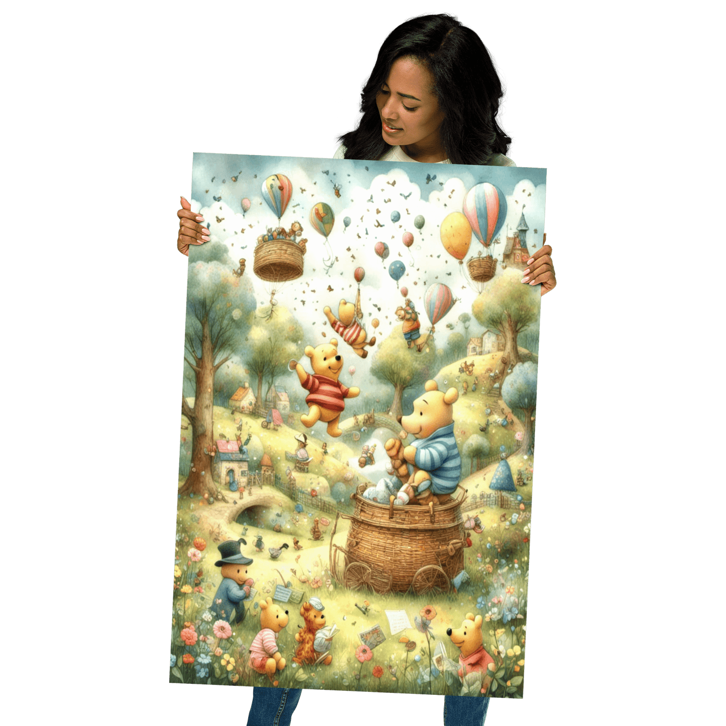 Pooh's Hot Air Balloon Adventure - Enhanced Matte Poster Home & Garden > Decor > Artwork > Posters, Prints, & Visual Artwork