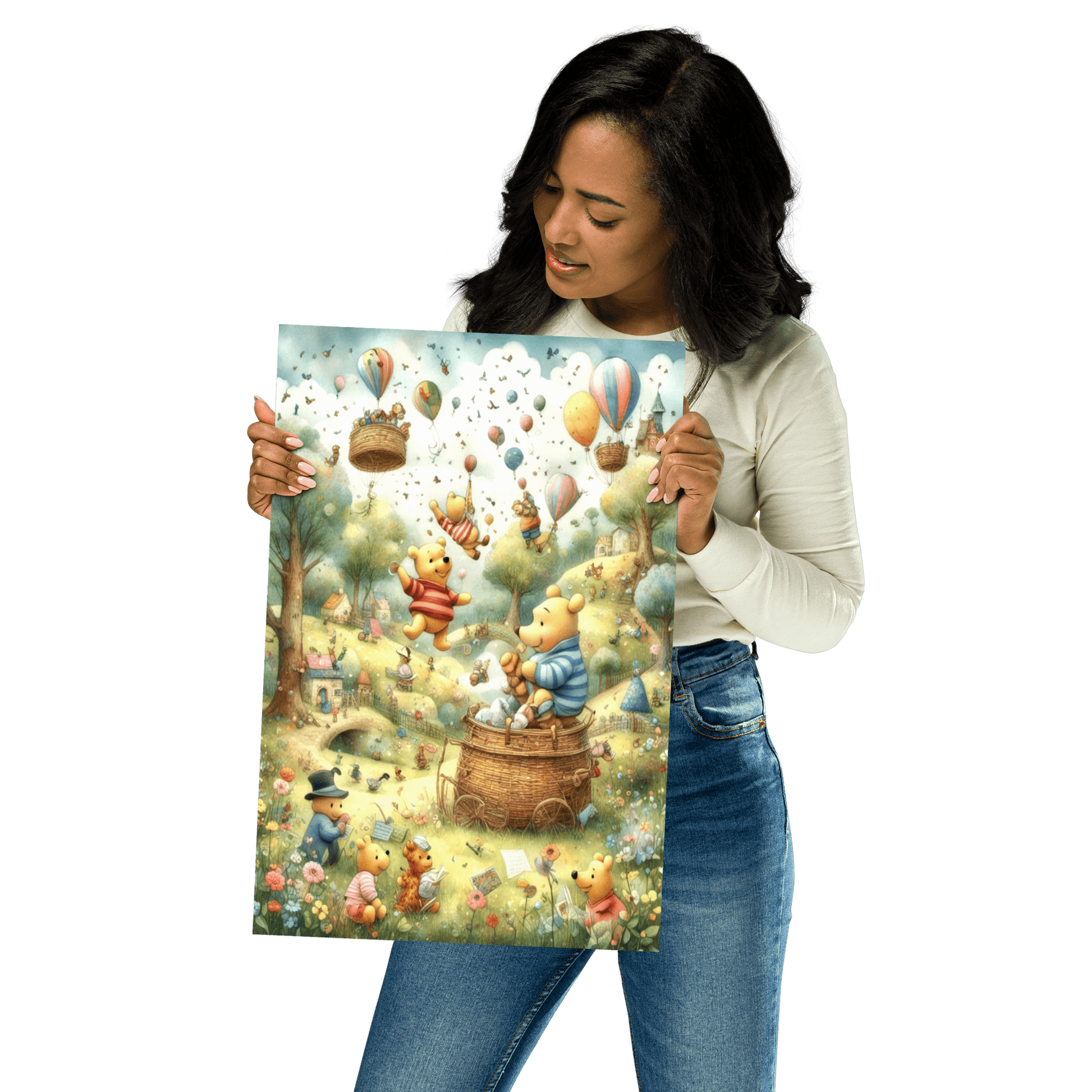 Pooh's Hot Air Balloon Adventure - Enhanced Matte Poster Home & Garden > Decor > Artwork > Posters, Prints, & Visual Artwork