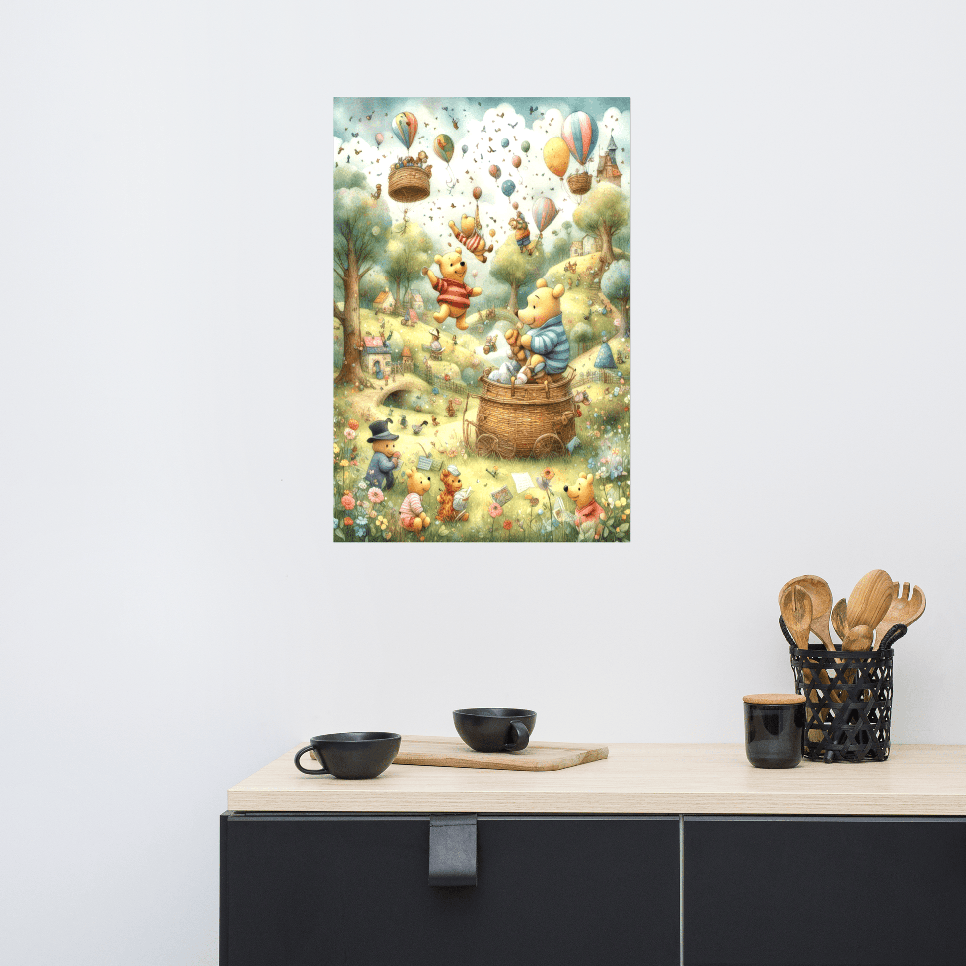 Pooh's Hot Air Balloon Adventure - Enhanced Matte Poster Home & Garden > Decor > Artwork > Posters, Prints, & Visual Artwork