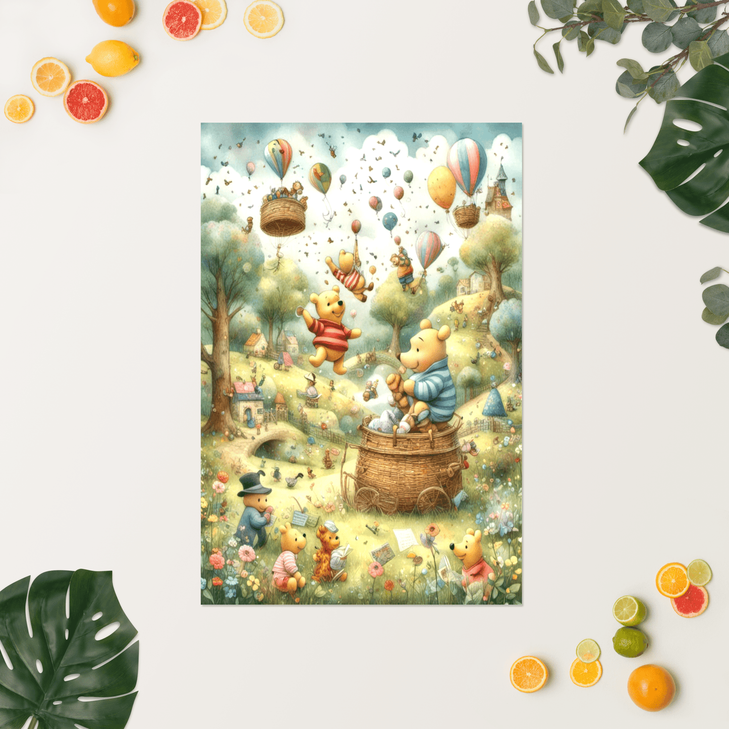 Pooh's Hot Air Balloon Adventure - Enhanced Matte Poster Home & Garden > Decor > Artwork > Posters, Prints, & Visual Artwork