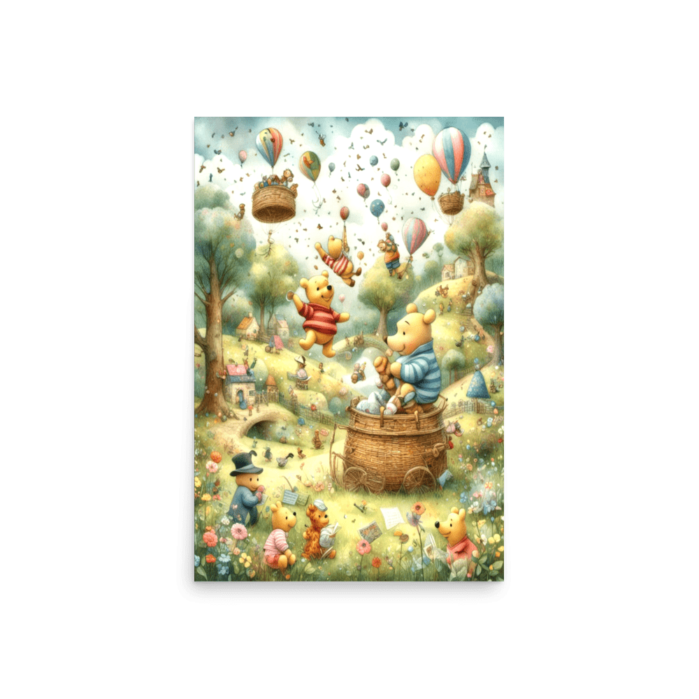 Pooh's Hot Air Balloon Adventure - Enhanced Matte Poster Home & Garden > Decor > Artwork > Posters, Prints, & Visual Artwork