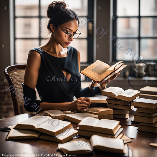 Professional Researcher Dedicated Scholar - Stock Photo ambitious Articles black dress Blogs books bookworm Business photos Cobwebs Of The Mind Stock Photos concentration confident dedicated desk determined education eyeglasses focused hardcover intelligent knowledge learning library literature pile professional reading research royalty-free scholar serious smart stack stock photos studying successful young businesswoman Stock Photo->1:1