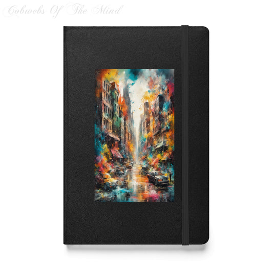 Puddles of Urban Brilliance - Elegant Hardcover Journal Notebook Cobwebs Of The Mind color digital art Journals Journals Black