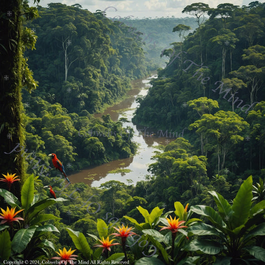 Rainforest Paradise - Stock Photo Articles artwork beauty biodiversity birds Blogs Cobwebs Of The Mind Stock Photos dense ecosystem exotic foliage forest green jungle landscape lush natural nature paradise peaceful plants rainforest river royalty-free scenic serene stock photos stream tranquil trees tropical unspoiled vegetation water Website wilderness wildlife Stock Photo->1:1