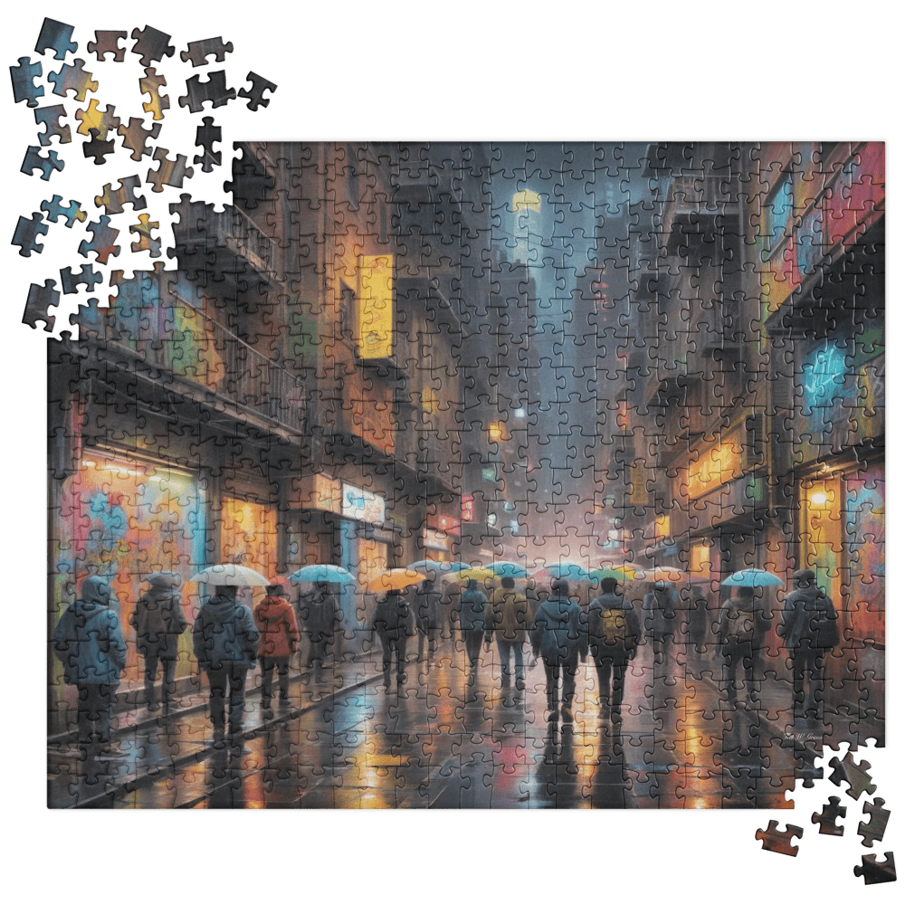 Rainy Neon Nights - 520 Pcs. Jigsaw Puzzle Puzzles