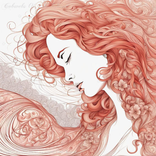 Red Etched On White #portrait beauty color illustration innocence woman Digital Art