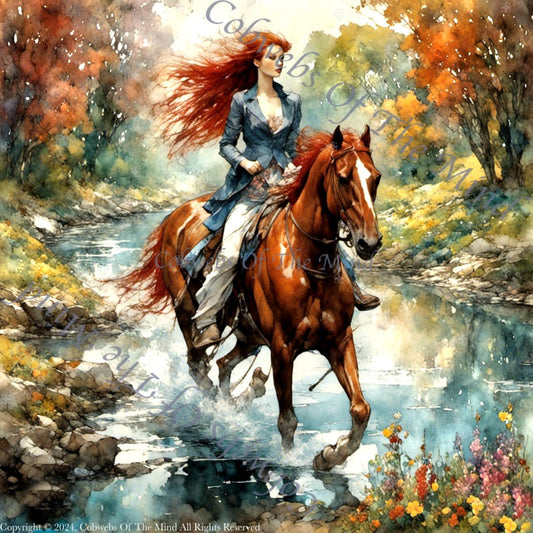 Scarlet Tresses, Chestnut Steed - Digital Art Art > Digital Art > Cobwebs Of The Mind > Abstract > Digital Compositions