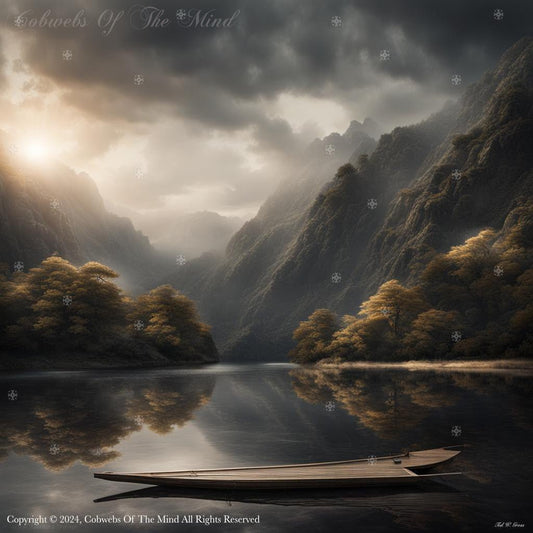Serenity #nature beauty boat forest lake Painting water Digital Art