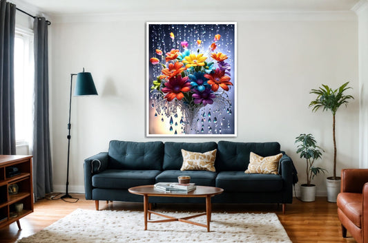 Spectrum Blooms in Crystal Rain - Digital Art - Cobwebs Of The Mind