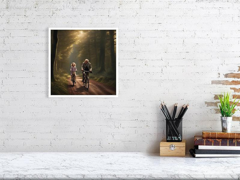 The Best Memories Of My Life-CH #family #nature #relationships beauty child daughter father flowers forest joy man memories photo-realistic serenity time Giclée 30cm x 30cm, 11.8inches x 11.8inches Print only