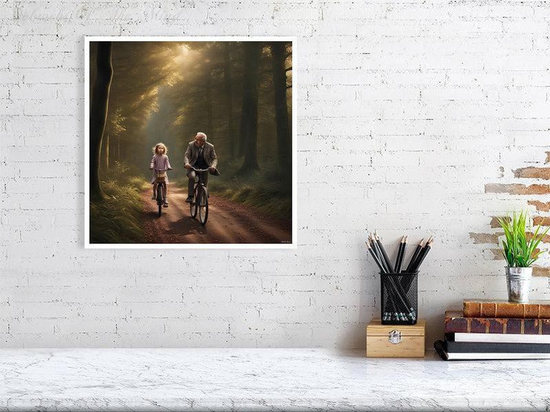 The Best Memories Of My Life-CH #family #nature #relationships beauty child daughter father flowers forest joy man memories photo-realistic serenity time Giclée 40cm x 40cm, 15.8inches x 15.8inches Print only