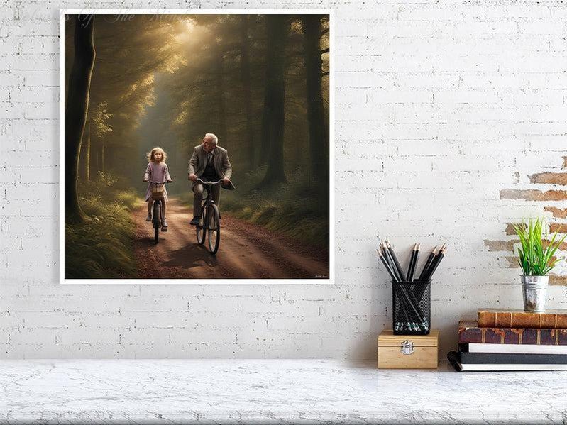 The Best Memories Of My Life-CH #family #nature #relationships beauty child daughter father flowers forest joy man memories photo-realistic serenity time Giclée 50cm x 50cm, 19.7inches x 19.7inches Print only