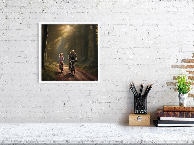 The Best Memories Of My Life-CH #family #nature #relationships beauty child daughter father flowers forest joy man memories photo-realistic serenity time Giclée 30cm x 30cm, 11.8inches x 11.8inches White