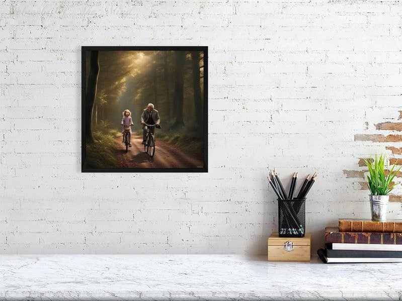 The Best Memories Of My Life-CH #family #nature #relationships beauty child daughter father flowers forest joy man memories photo-realistic serenity time Giclée 30cm x 30cm, 11.8inches x 11.8inches Black