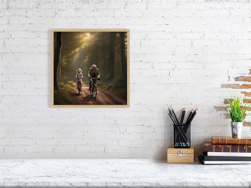 The Best Memories Of My Life-CH #family #nature #relationships beauty child daughter father flowers forest joy man memories photo-realistic serenity time Giclée 30cm x 30cm, 11.8inches x 11.8inches Oak