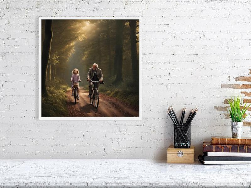 The Best Memories Of My Life-CH #family #nature #relationships beauty child daughter father flowers forest joy man memories photo-realistic serenity time Giclée 40cm x 40cm, 15.8inches x 15.8inches White