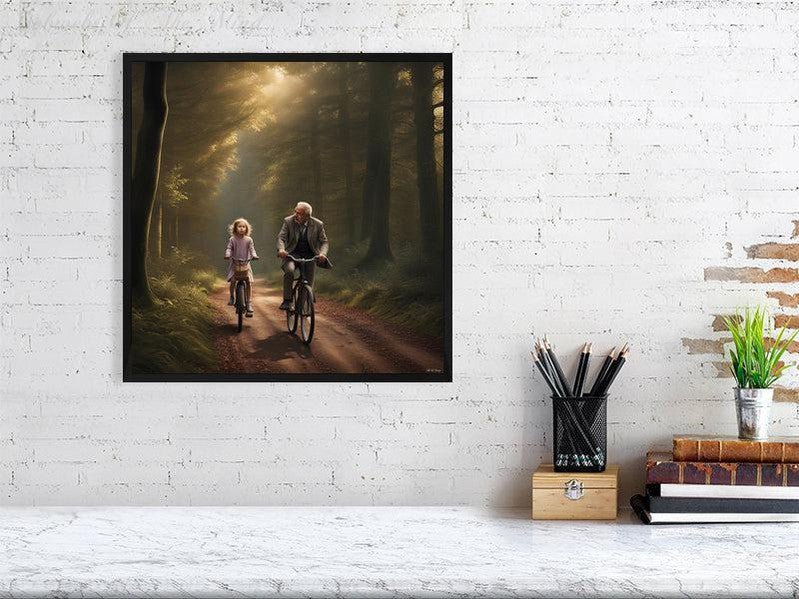 The Best Memories Of My Life-CH #family #nature #relationships beauty child daughter father flowers forest joy man memories photo-realistic serenity time Giclée 40cm x 40cm, 15.8inches x 15.8inches Black