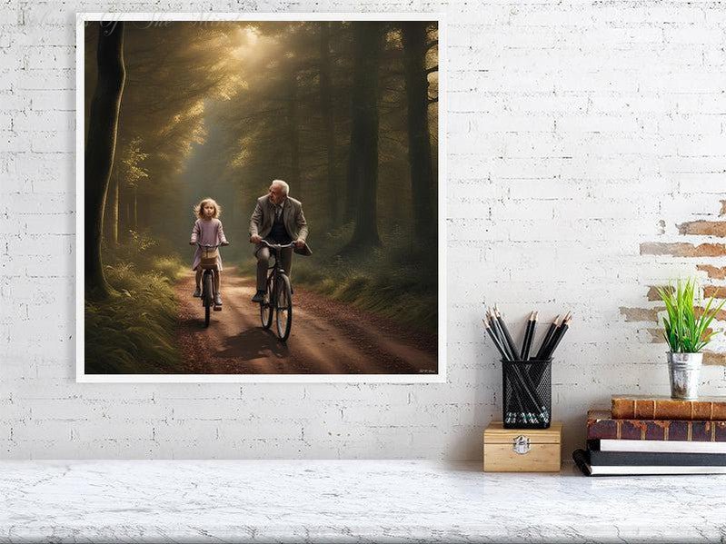 The Best Memories Of My Life-CH #family #nature #relationships beauty child daughter father flowers forest joy man memories photo-realistic serenity time Giclée 50cm x 50cm, 19.7inches x 19.7inches White