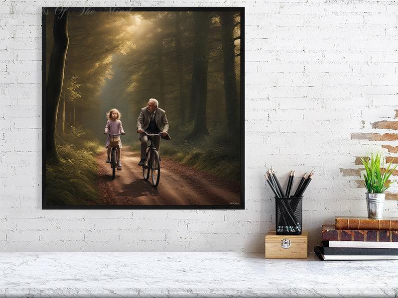 The Best Memories Of My Life-CH #family #nature #relationships beauty child daughter father flowers forest joy man memories photo-realistic serenity time Giclée 50cm x 50cm, 19.7inches x 19.7inches Black