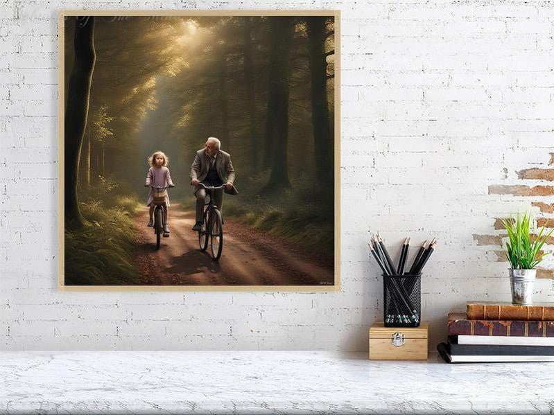 The Best Memories Of My Life-CH #family #nature #relationships beauty child daughter father flowers forest joy man memories photo-realistic serenity time Giclée 50cm x 50cm, 19.7inches x 19.7inches Oak