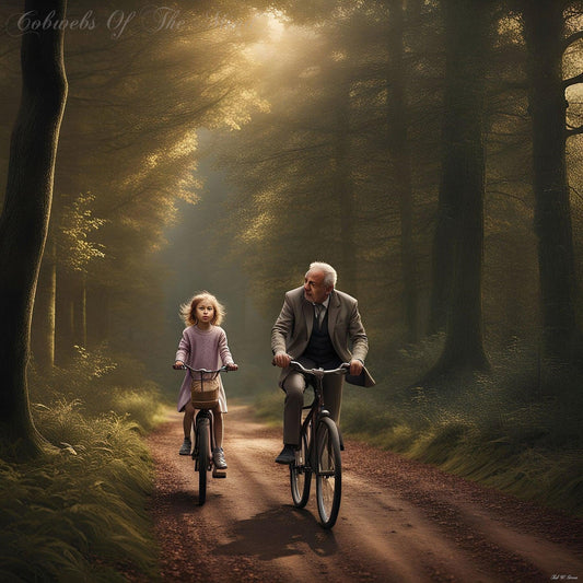 The Best Memories Of My Life-CH #family #nature #relationships beauty child daughter father flowers forest joy man memories photo-realistic serenity time Giclée