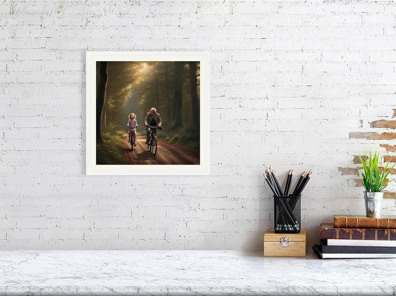 The Best Memories Of My Life-CH #family #nature #relationships beauty child daughter father flowers forest joy man memories photo-realistic serenity time Giclée 30cm x 30cm, 11.8inches x 11.8inches White-Ivory Border