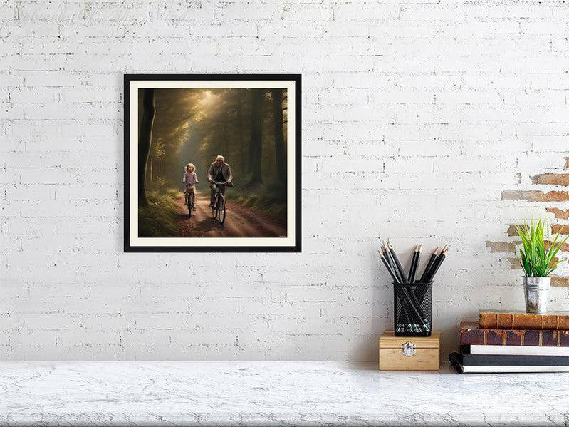 The Best Memories Of My Life-CH #family #nature #relationships beauty child daughter father flowers forest joy man memories photo-realistic serenity time Giclée 30cm x 30cm, 11.8inches x 11.8inches Black-Cream Border