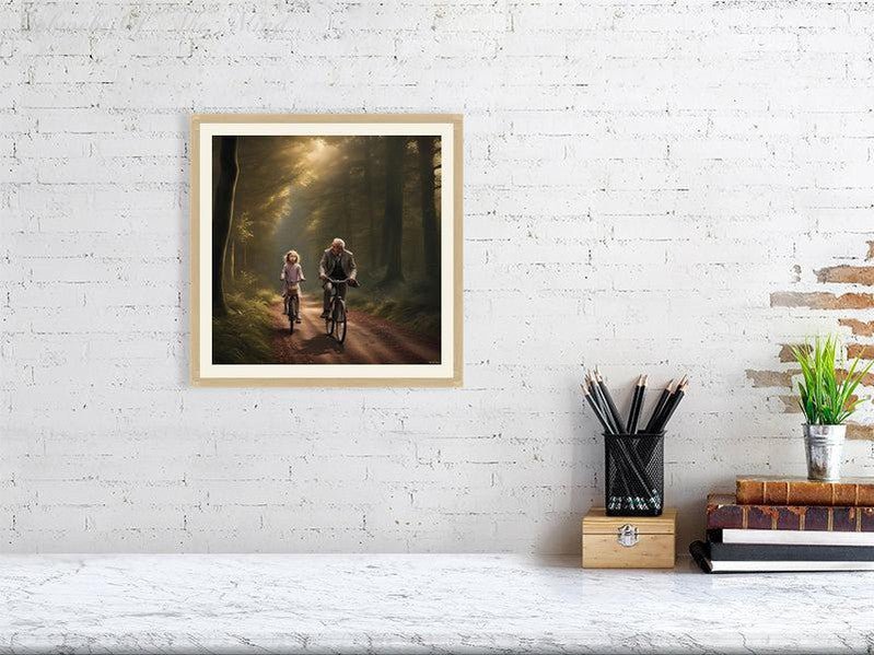 The Best Memories Of My Life-CH #family #nature #relationships beauty child daughter father flowers forest joy man memories photo-realistic serenity time Giclée 30cm x 30cm, 11.8inches x 11.8inches Oak-Cream Border