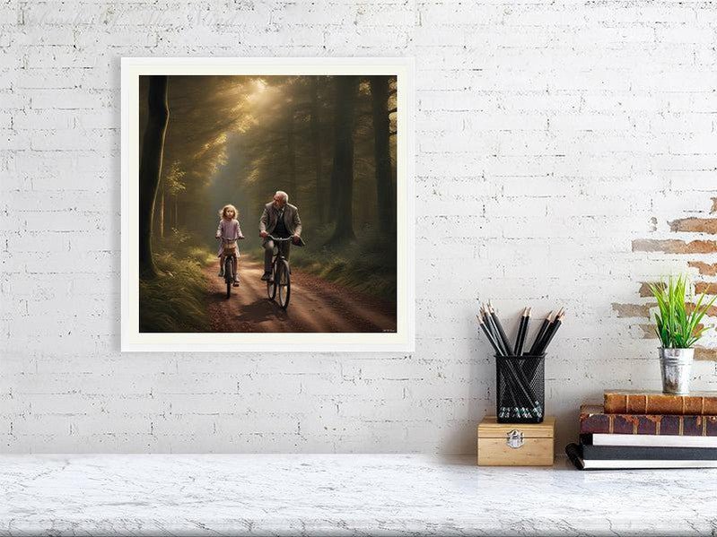 The Best Memories Of My Life-CH #family #nature #relationships beauty child daughter father flowers forest joy man memories photo-realistic serenity time Giclée 40cm x 40cm, 15.8inches x 15.8inches White-Ivory Border