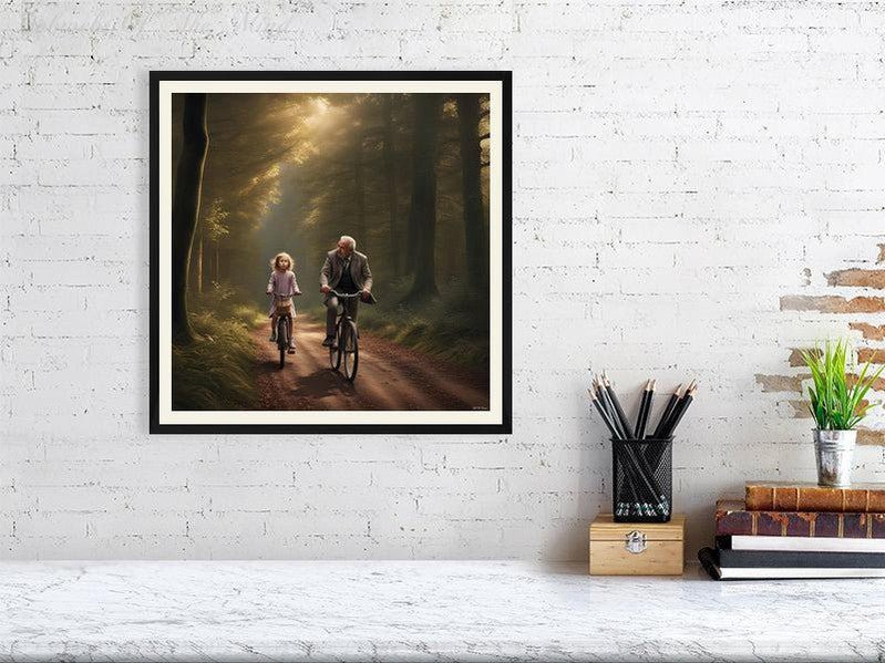 The Best Memories Of My Life-CH #family #nature #relationships beauty child daughter father flowers forest joy man memories photo-realistic serenity time Giclée 40cm x 40cm, 15.8inches x 15.8inches Black-Cream Border