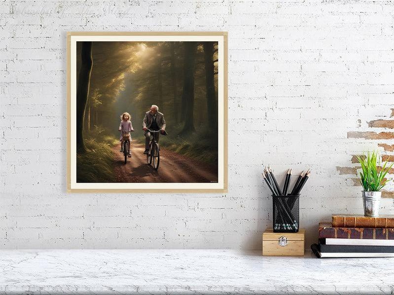 The Best Memories Of My Life-CH #family #nature #relationships beauty child daughter father flowers forest joy man memories photo-realistic serenity time Giclée 40cm x 40cm, 15.8inches x 15.8inches Oak-Cream Border