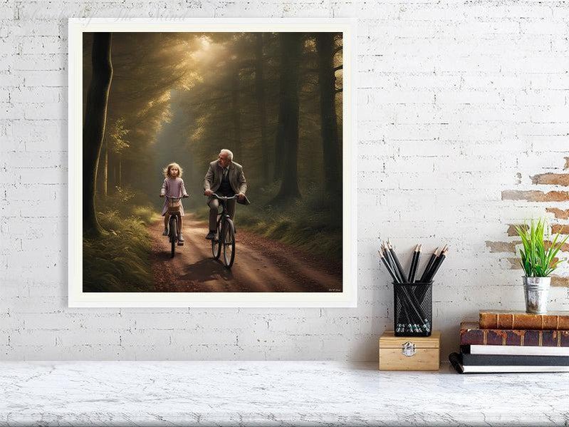 The Best Memories Of My Life-CH #family #nature #relationships beauty child daughter father flowers forest joy man memories photo-realistic serenity time Giclée 50cm x 50cm, 19.7inches x 19.7inches White-Ivory Border