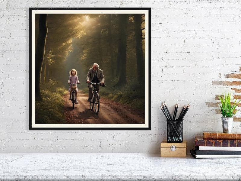 The Best Memories Of My Life-CH #family #nature #relationships beauty child daughter father flowers forest joy man memories photo-realistic serenity time Giclée 50cm x 50cm, 19.7inches x 19.7inches Black-Cream Border